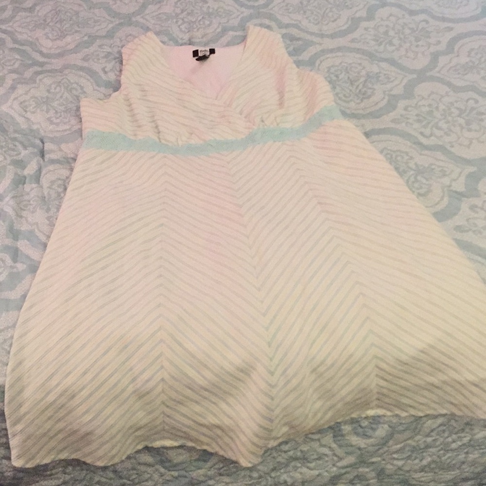 Blue and White V Cut Summer Dress